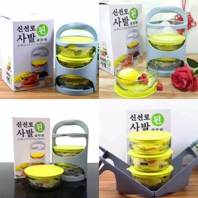 Mangkok Kaca - Rantang Mangkok Kaca 3 Susun