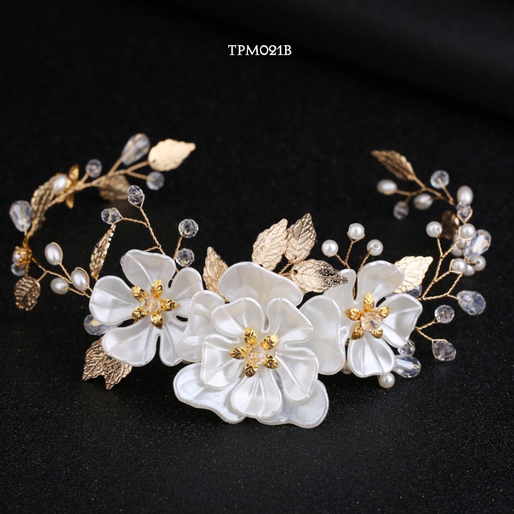 [BEST SELLER] AKSESORIS TIARA PESTA PENGANTIN BUNGA SIMPLE WEDDING BUNGA EMAS TPM021B