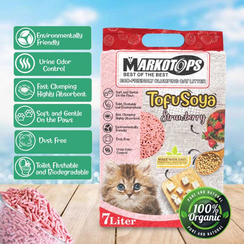 pasir tofu markotop / markotops soya clump kucing 7L 7 Litter. pasir kucing gumpal tofu CHIRO, COMFORCAT &amp; MARKOTOPS