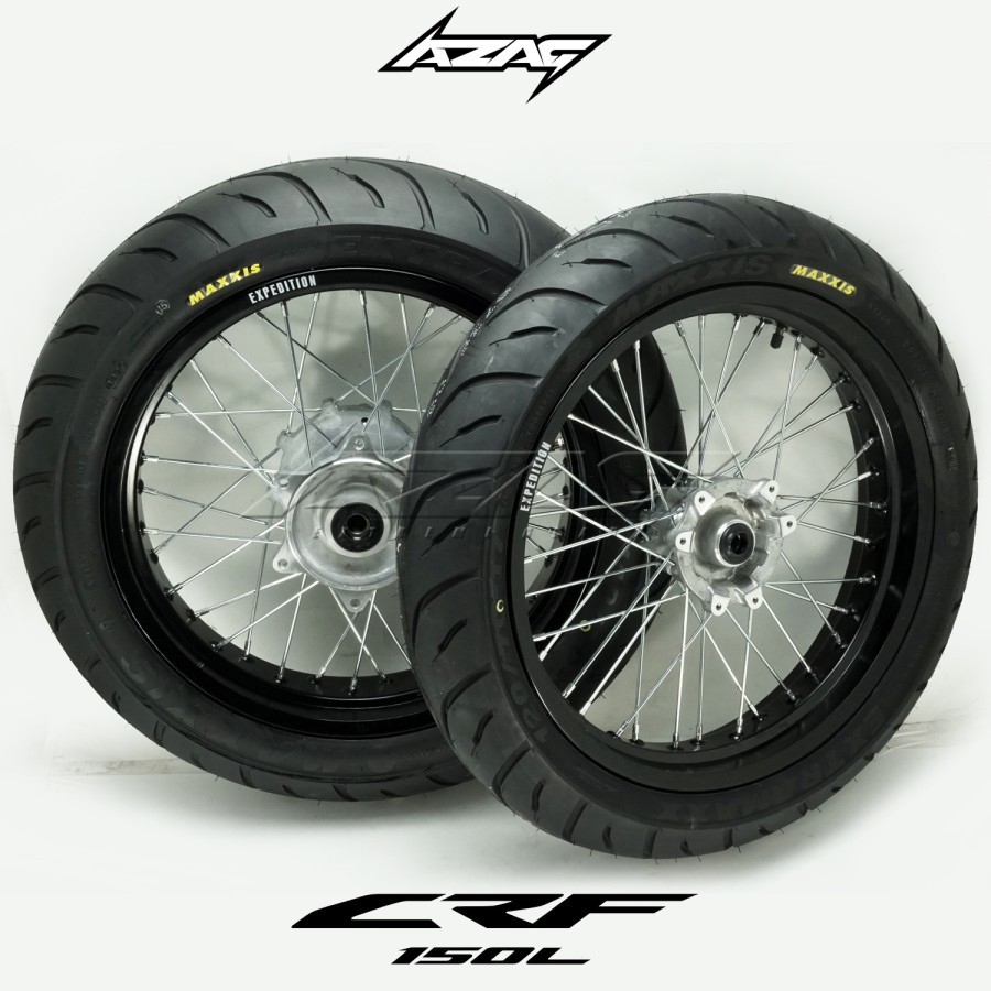 BAN SET SUPERMOTO HONDA CRF 150L EXPEDITION SILVER BAN BESAR MAXXIS