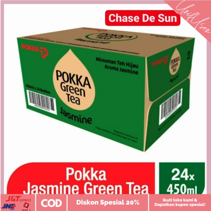 

⭐COD⭐ Pokka Green Tea Jasmine 450ml Pet / Teh Hijau Pokka 1 dus 24 btl - No Sugar