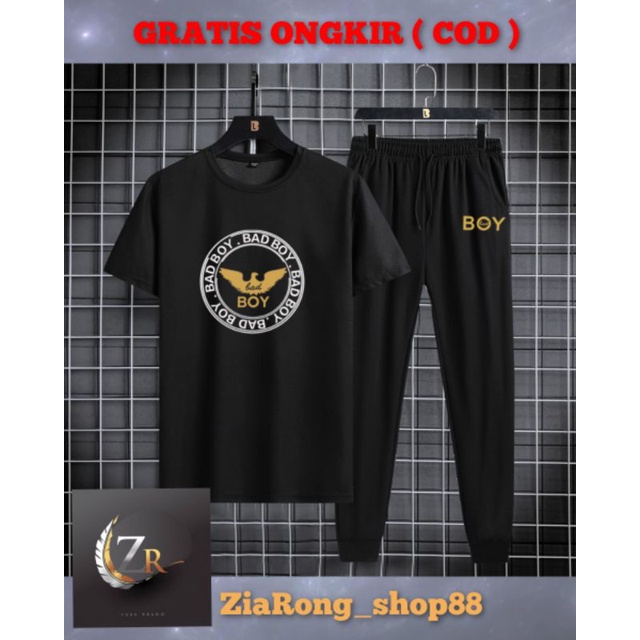 Set Pakaian Pria, Kaos+Celana Panjang Bermotif BadBoy