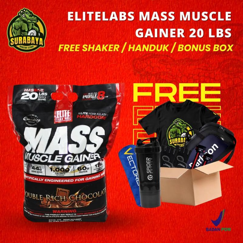 Elitelabs Mass Muscle Gainer 20 Lbs BPOM Protein Weight Gainer Mass Gainer 20lbs