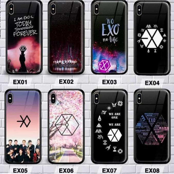 PREMIUM CASE CASING GLASS MOTIF EXO FOR SAMSUNG A7 2018 / A750