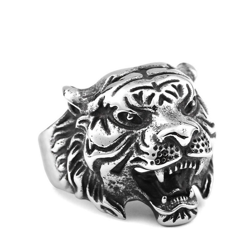 Cincin Silver Punk Motif Harimau untuk PriaXIANGXIAN