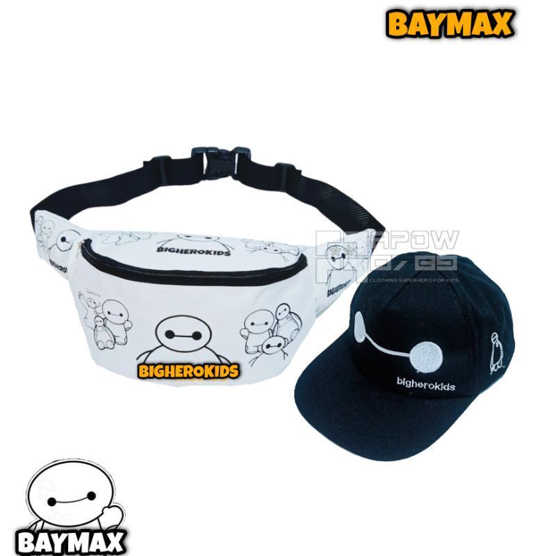 waist bag anak canvas karakter laki laki +topi tas baimax+topi baimax