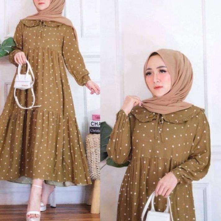 Terbaru.. MIDI DRESS POLKADOT//MIDI DRES PREMIUM//MIDI DRESS MUSLIM//MIDI DRESS KOREA TERBARU