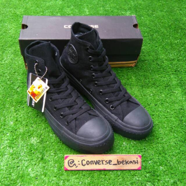 Sepatu sneakers Converse All star Classic Hi Full Black hitam High Quality Vietnam Shopee
