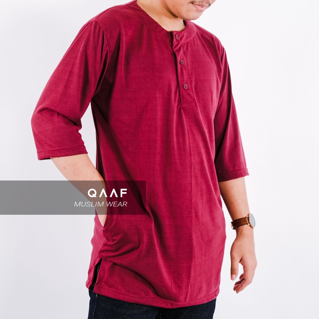 kaos kurta lengan pendek pakistan atasan pria koko panjang muslim longline 3/4