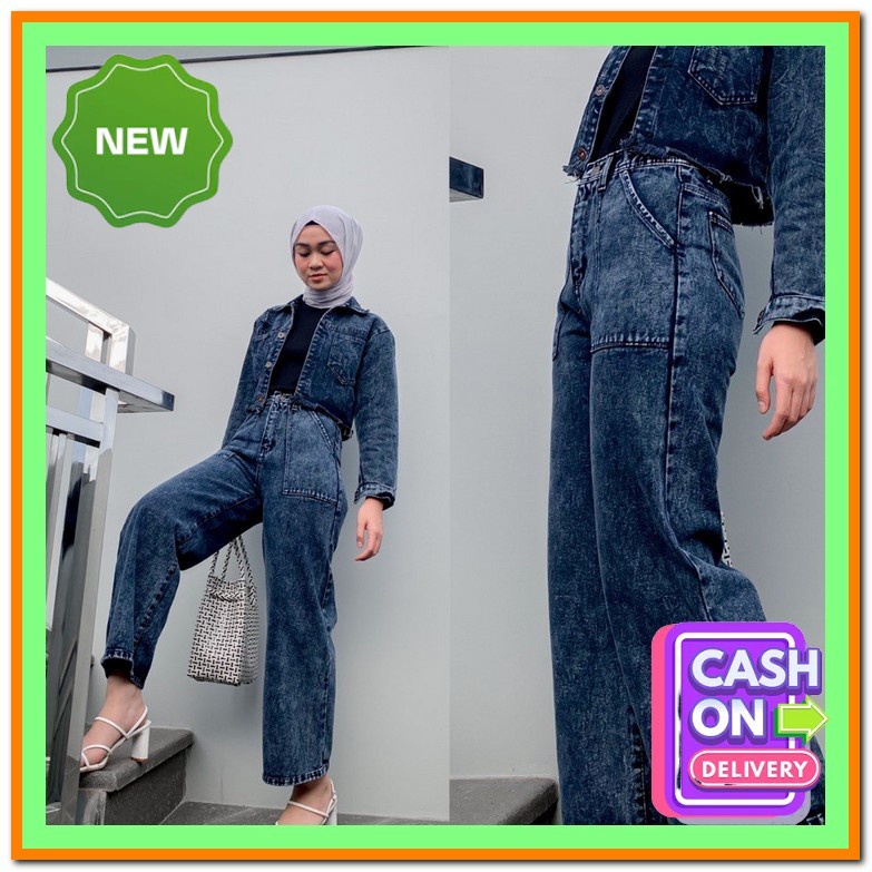 Celana Kulot Jeans Wanita Fashion Terbaru Kulot Boyfriend Jeans Acid Black Kulot Jeans High Waist Ce