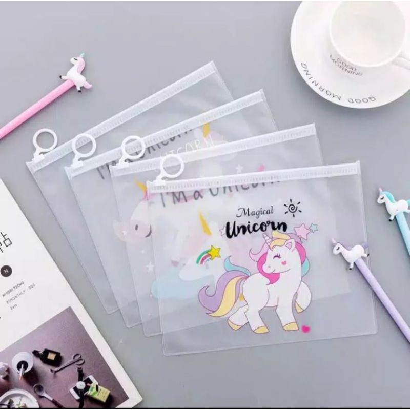 

Pouch Kosmetik Multifungsi Tempat Pensil Transparant Unicorn