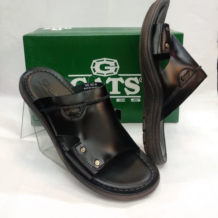sandal GATS GH 003 Black.sandal kulit pria gats terbaru