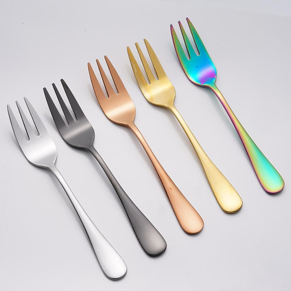 tea fork dessert stainless steel / garpu kecil buah kue cake snack / fruit salad fork kitchen hotel resto cafe