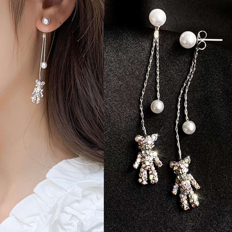 Anting（E211）anting Kiel Rumbai Imitasi Mutiara Panjang Menjuntai Anting Elegan Perhiasan Subang