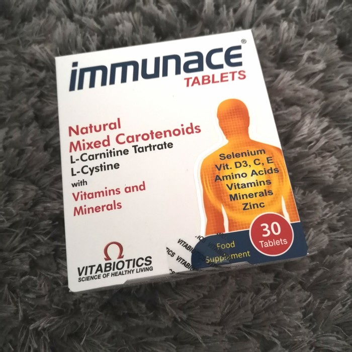 TUBUH-KEKEBALAN-SISTEM- IMMUNACE MULTIVITAMIN DAYA TAHAN TUBUH L-CARNITINE L-CYSTINE BOX 30PCS