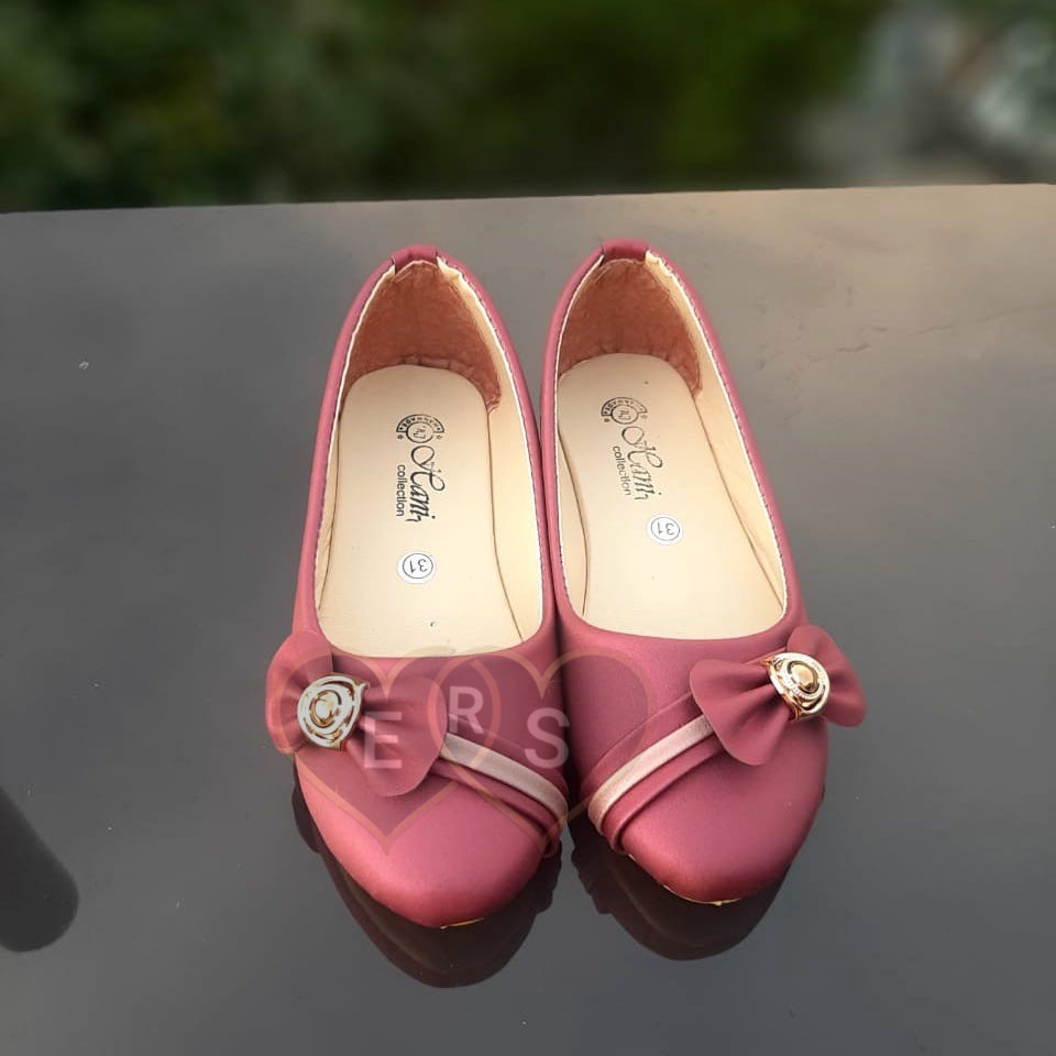 TOKOERS SBA02 Sepatu Balet, Flatshoes Anak Perempuan Umur 7 8 9 10 thn - Motif Pita with Bunga