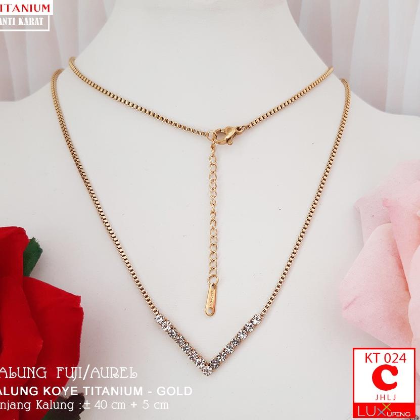 Langsung Beliii.. KT 024 Kalung Titanium Permata Zirkon Batu Mata Jernih Kalung Fuji Perhiasan Imita