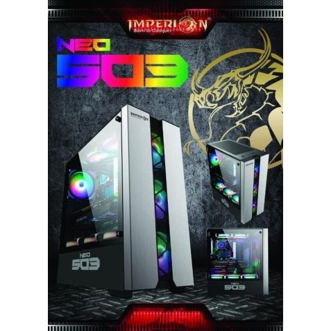 Pc case gaming imperion atx tempered glass usb 3.0 free 4 fan 120mm rgb neo 503 - Casing komputer cpu