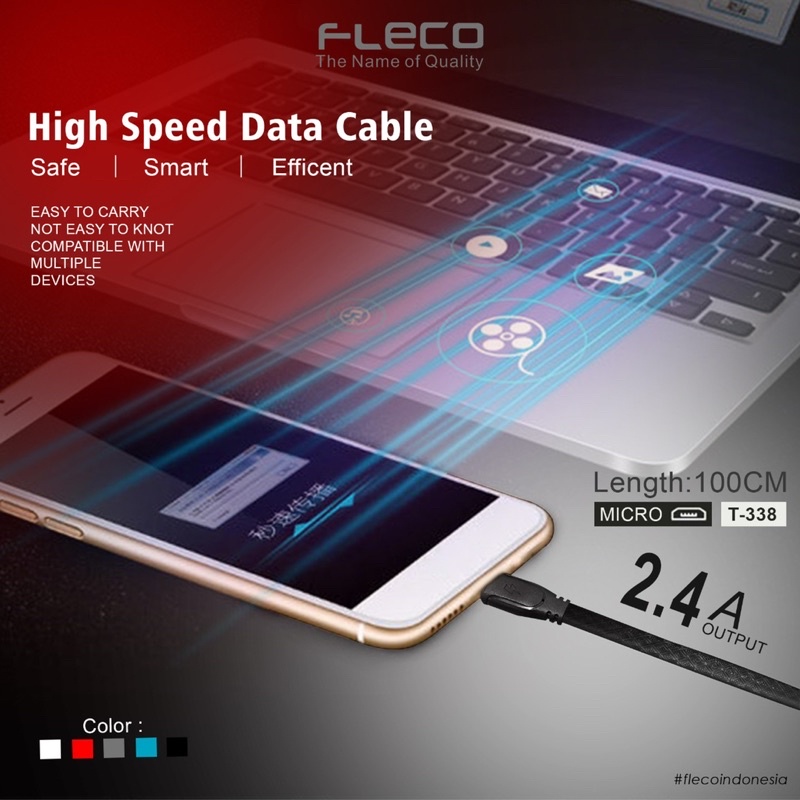 PROMO KABEL DATA FLECO T338 MICRO TYPE C ORIGINAL HIGH SPEED DATA CABLE