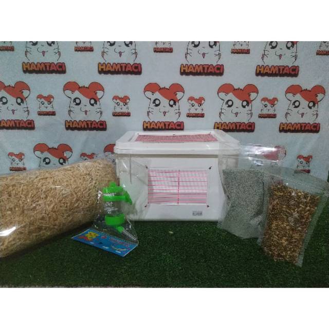 PAKET KANDANG HAMSTER - SMALL PETS BOX MODIF JERUJI LENGKAP