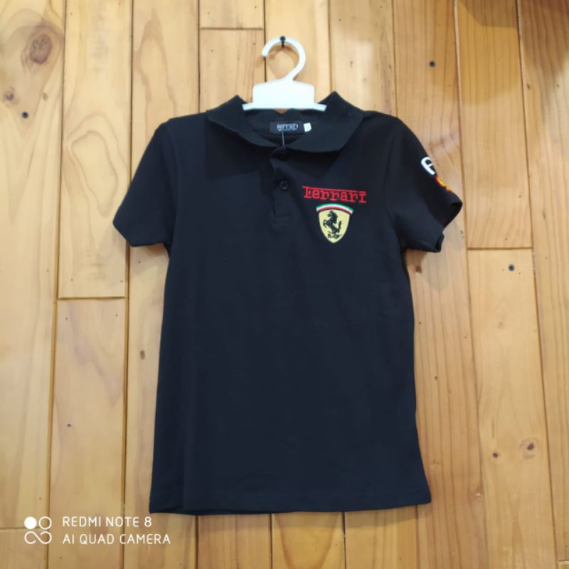 Kaos Polo Anak Cowok Hitam Ferrari