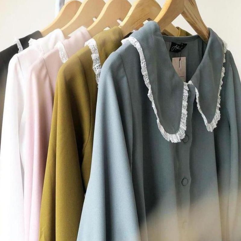 KELLYA TOP KELLYA BLOUSE Kemeja basic renda lengan balon