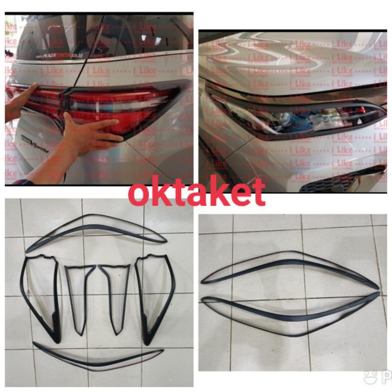 paket garnish lampu depan dan belakang Fortuner 2020 2021 2022 GR Sport hitam dop