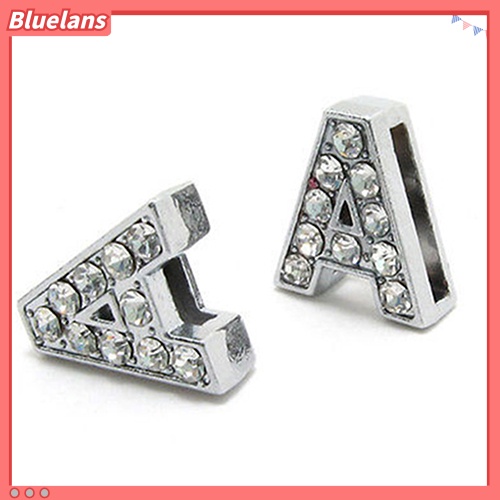 Bluelans 10Pcs A-Z 8mm Rhinestone Slide Letter Charm DIY for Leather Name Bracelet Belt