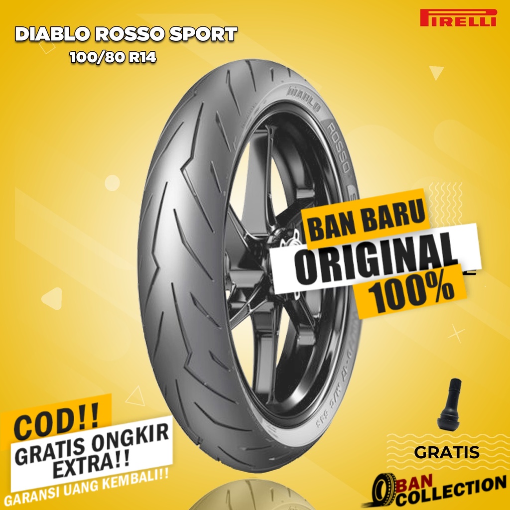 Ban Motor Matic - PIRELLI DIABLO ROSSO SPORT 100/80 Ring 14 Tubeless ban motor matic tubles ring 14 