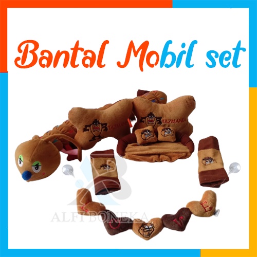 Paket Bantal Mobil dan bantal leher - Bantal sandar Mobil set murah - bantal mobil 6in1 boneka lucu