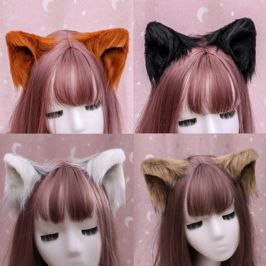 HPWO wolf fox dog ear jepitan hairclip kuping serigala anjing rubah