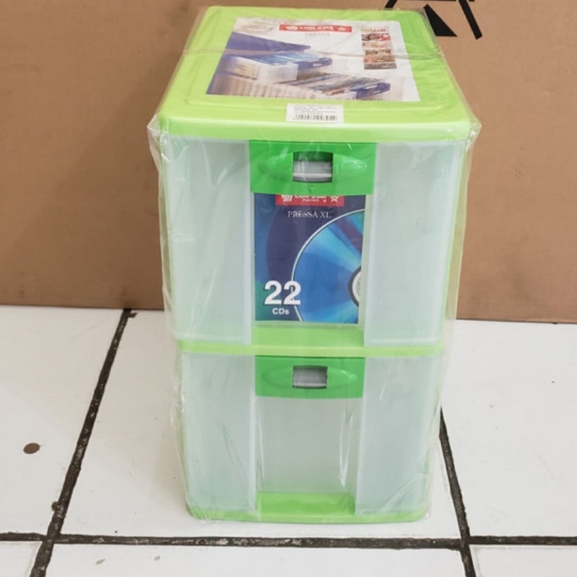 Laci CD Susun 2 Pressa PR-22 Lion Star Box Container XL-2 SS-2 (44 CD) Rak Salon Kotak Perkakas Obat