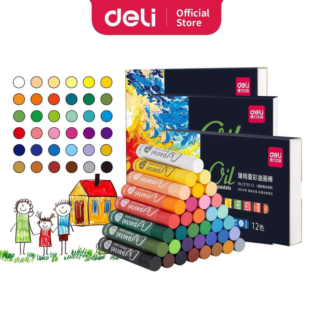 

Deli Crayon Krayon Oil Pastel Profesional High End 12/24/36 Warna 72130 72133