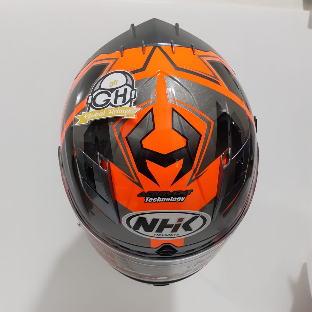 HELM FULL FACE NHK RX9 RX-9 MOTIF HAWK SE ORANGE FLOURECENT RX NINE