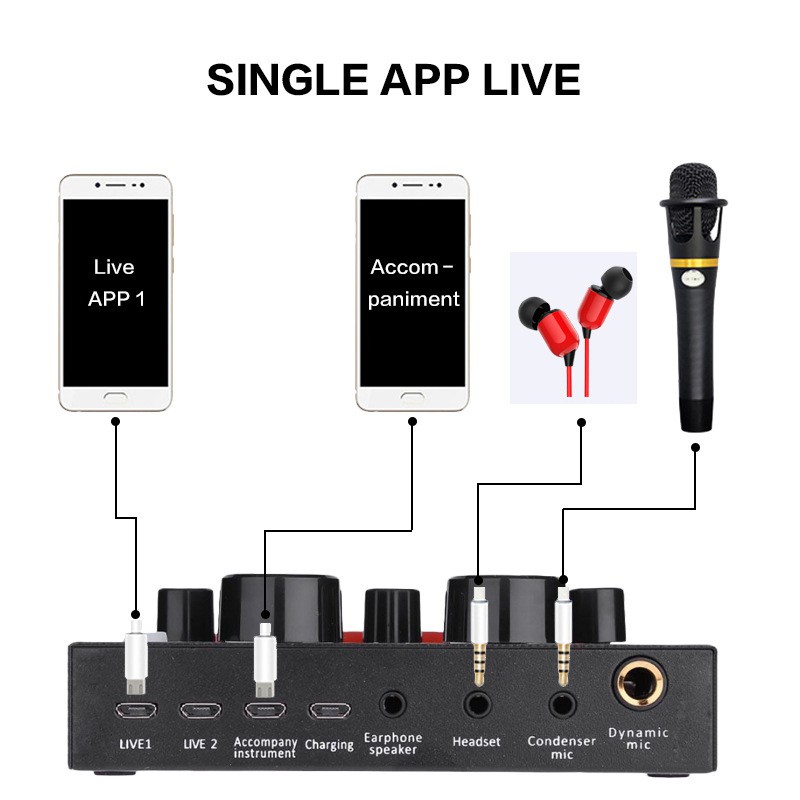 V8 external sound card microphone E300 set mobile phone computer K song live broadcast equipment