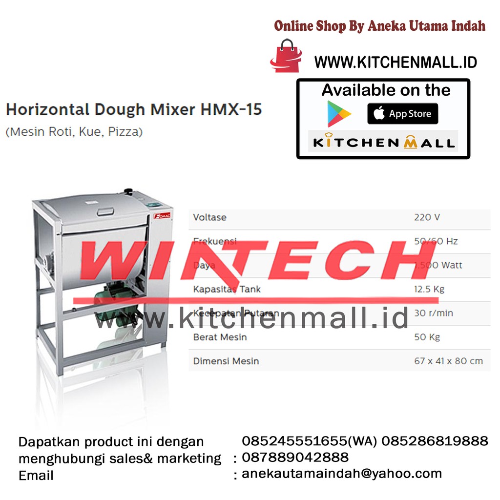 FOMAC HMX-15 Horizontal Dough Mixer (Mixer Adonan Horizontal) - Mixer Roti