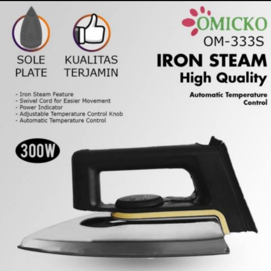 Setrika anti lengket bodi stainles ringan Strika murah berkualitas 300w