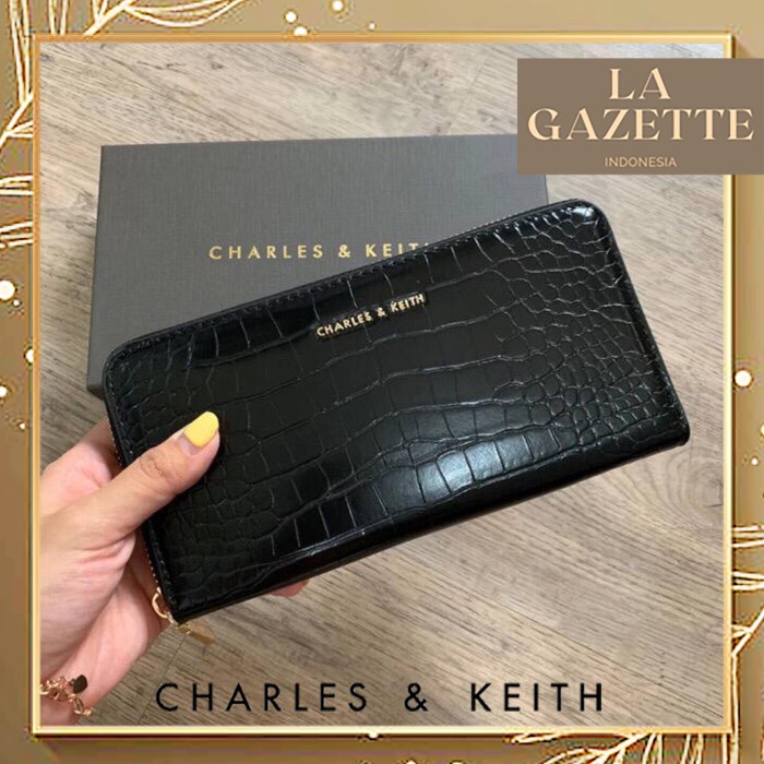 dompet cnk charles and  keith ori original murah ck wallet croco blac