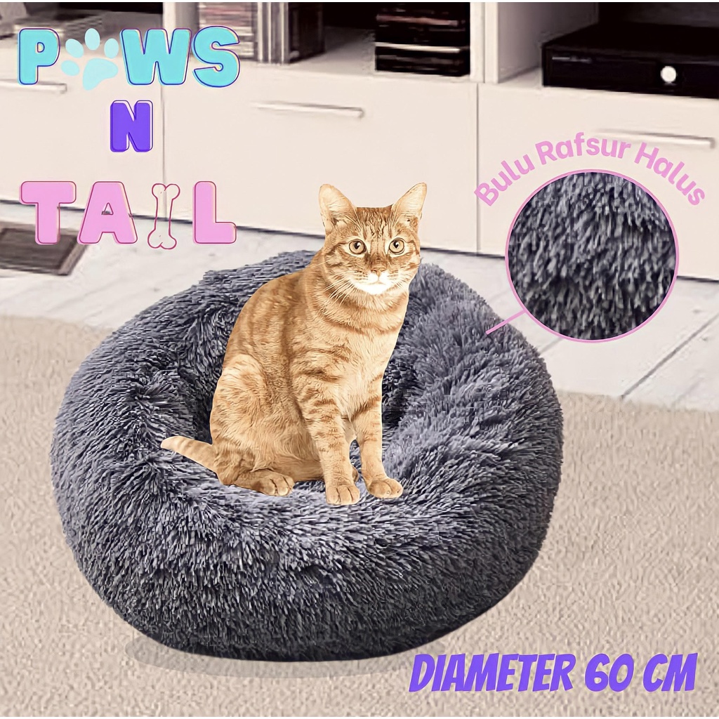 Tempat Tidur Kucing/Anjing/Pets bed ukuran sedang motif bulu