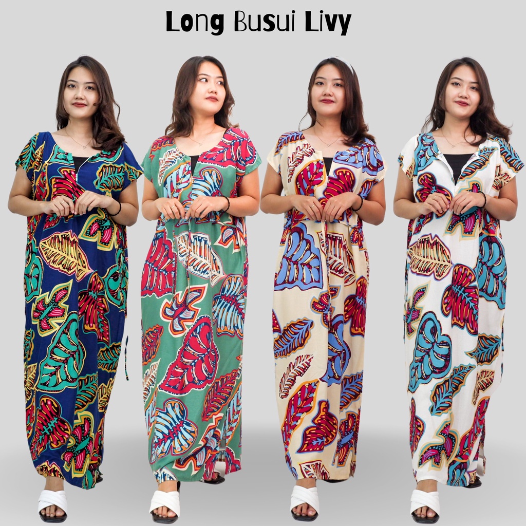 Daster  Bali Panjang Busui Semata Kaki Motif Flower Termurah Kekinian