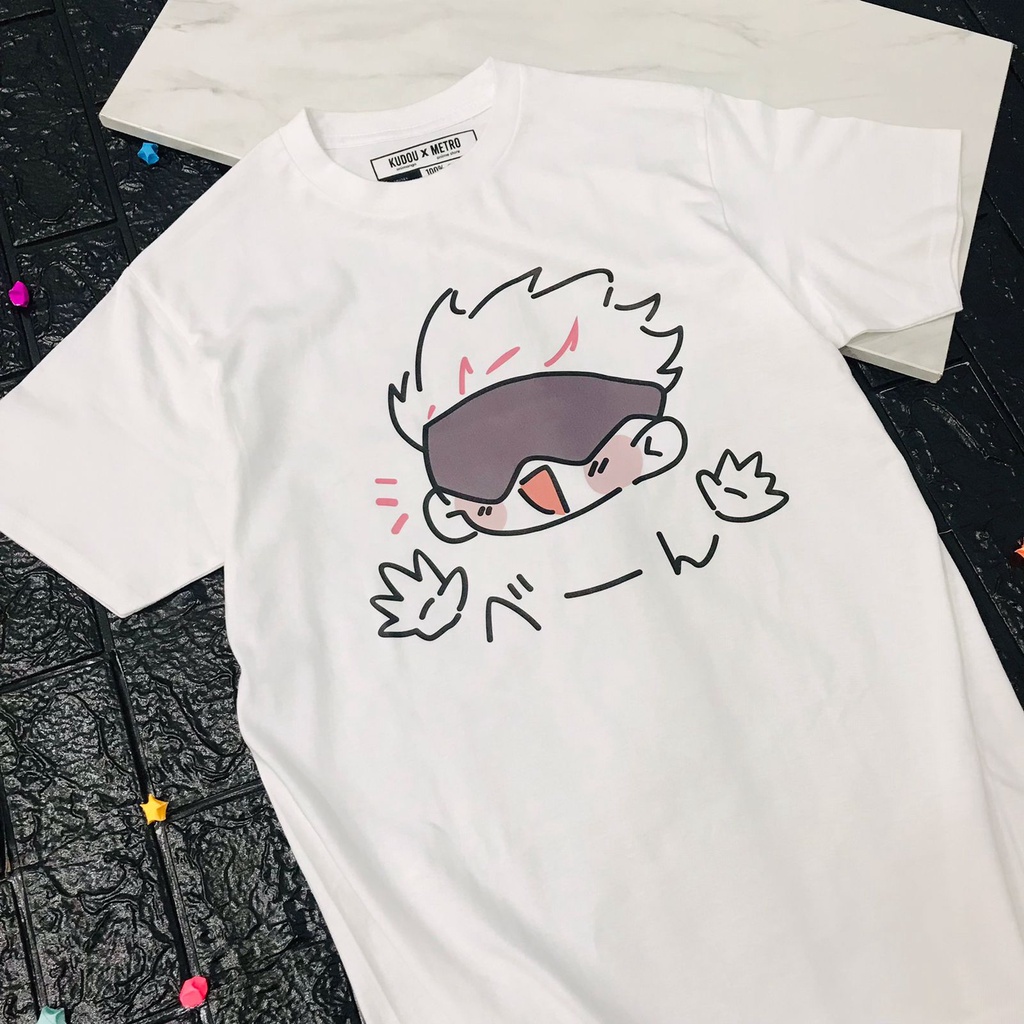 Tshirt Gojo Face Chibi Anime Manga Jujutsu Kaisen Kaos JJK Gojo Satoru Yowaimo Kiko is Dead Sensei Satoru