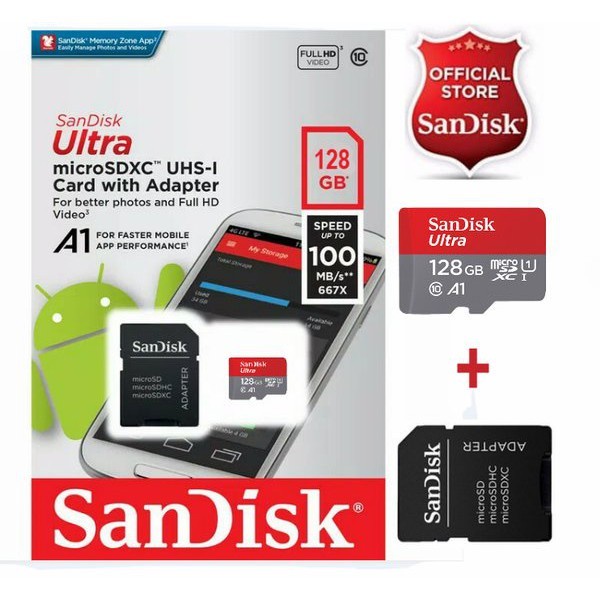 Memory Card Sandisk ADAPTOR 2 4 8 16 32 64 128gb Micro Sd UHS I A1 100mb/s