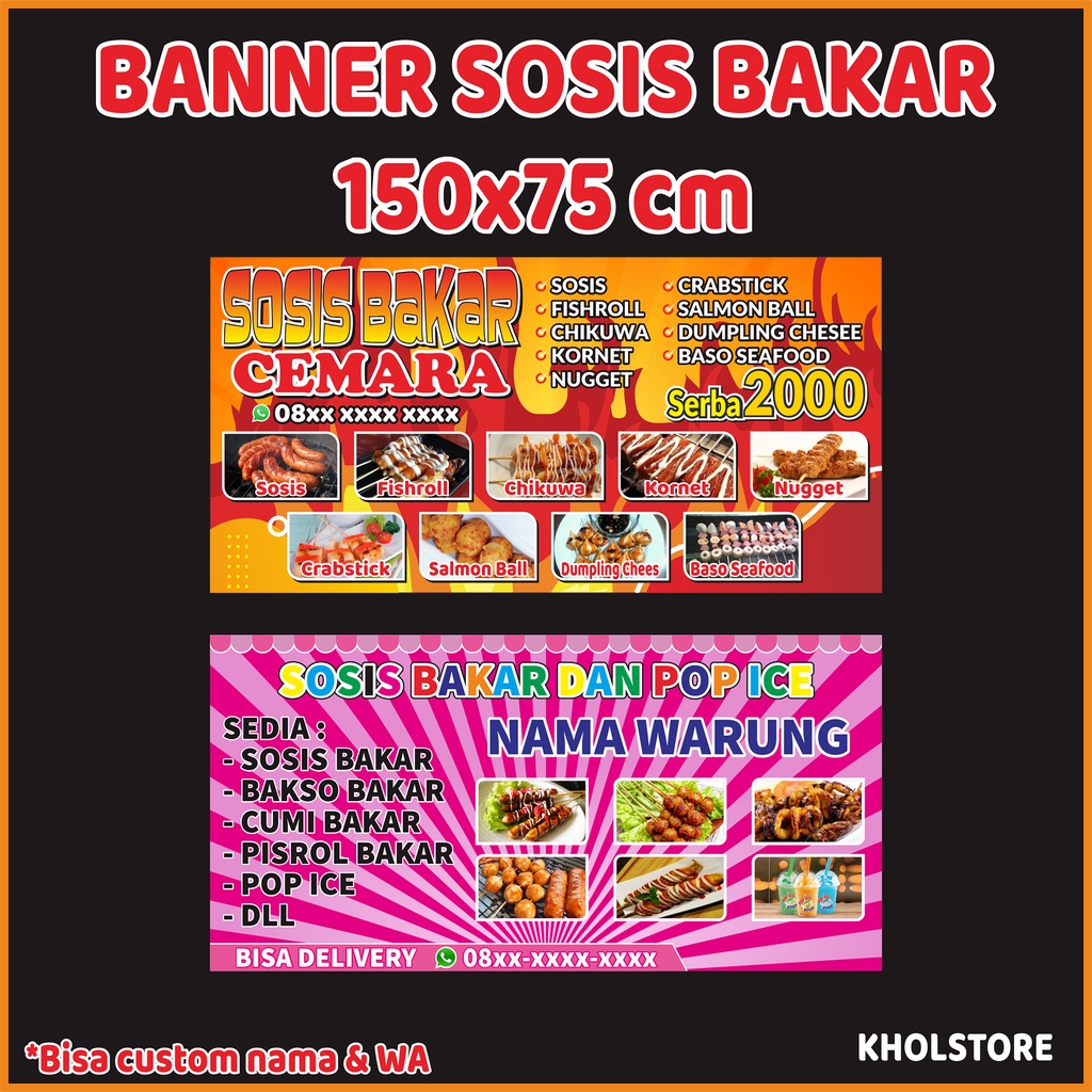 Jual Spanduk Banner 150x75 Cm Spanduk Sosis Bakar Bas