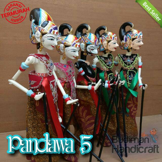 Wayang Golek Pandawa 5 Medium Quality 1Set=5pcs uk 50cm