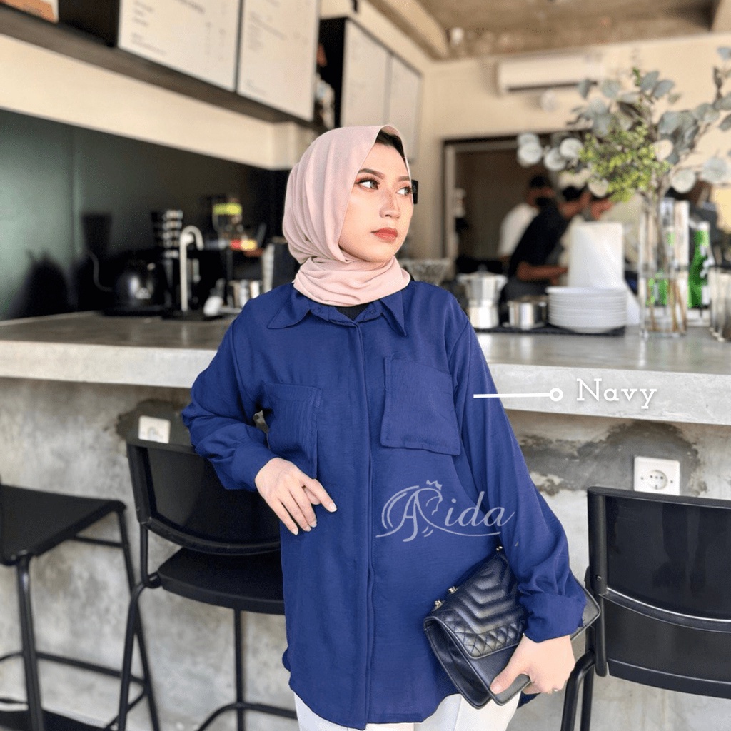 Kemeja Pocket Crinkle Premium Hijabbyaida