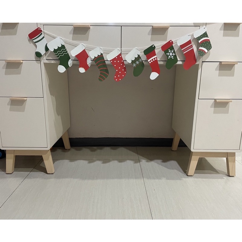 Bunting flag christmas sock/banner bendera kaos kaki natal/hiasan natal bendera gantung kaos