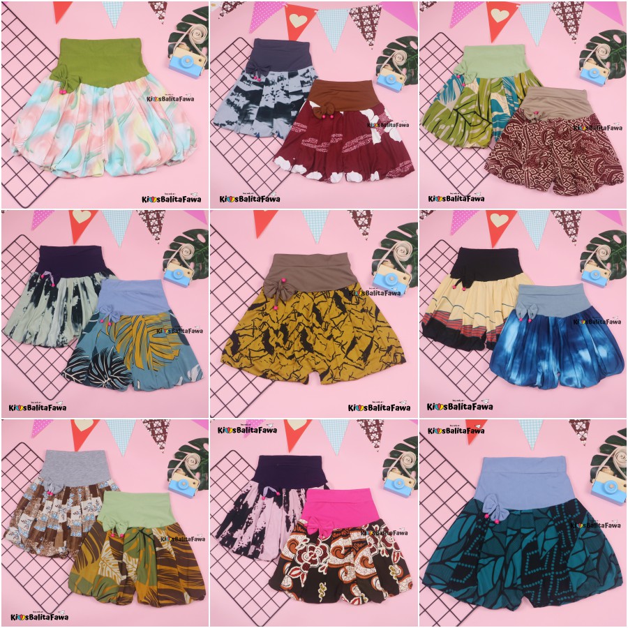 Celana Baloon uk 1-8 Tahun / Celana Pop Anak Murah Perempuan Pita Polos Short Pants Pendek Adem