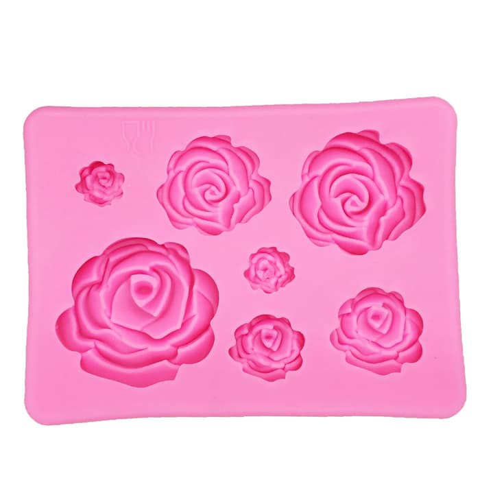 3D Silicon Mold Fondant Cake Decoration - 7 Size Rose Flower
