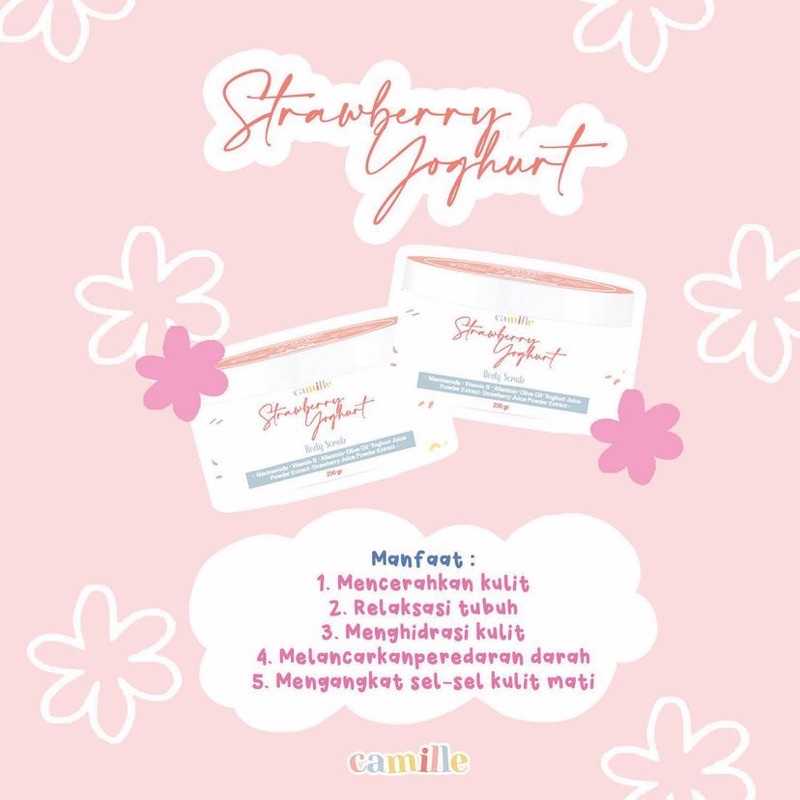 【Offline Store】CAMILLE BEAUTY Masker Wajah WashOff Mask | Little Pop Facemist | Strawberry Yogurt Body Scrub | Masker Skincare Bodycare Pemutih Wajah Tubuh Organik BPOM