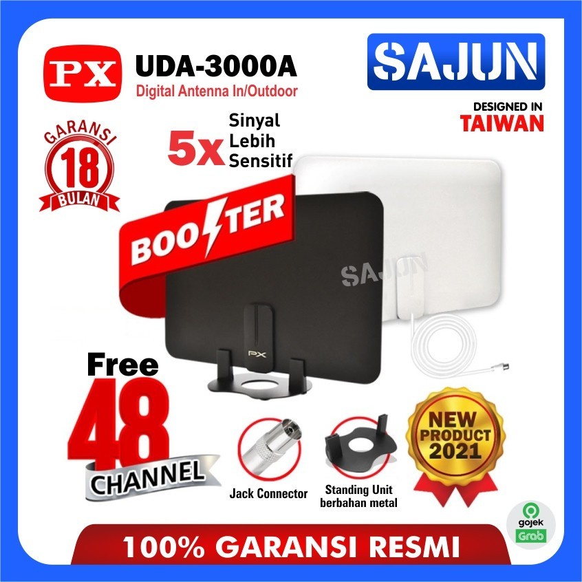 Antena TV Dinding Digital Analog Indoor DVB T2 + Booster PX UDA-3000A